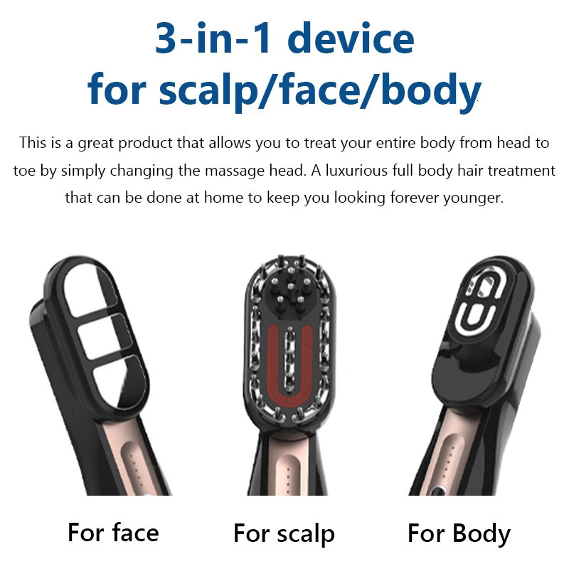 Head Massage Comb EMS Red Blue Light Scalp Medication Device To Prevent Hair Loss Hair Comb Full Body Massage 241225