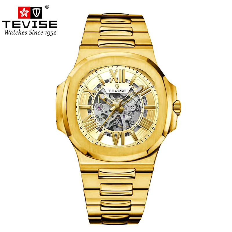 TEVISE Classic Automatic Mechanical Watch for Men, Nautilus Hollow Men's Business Watch, Waterproof and Luminous t005