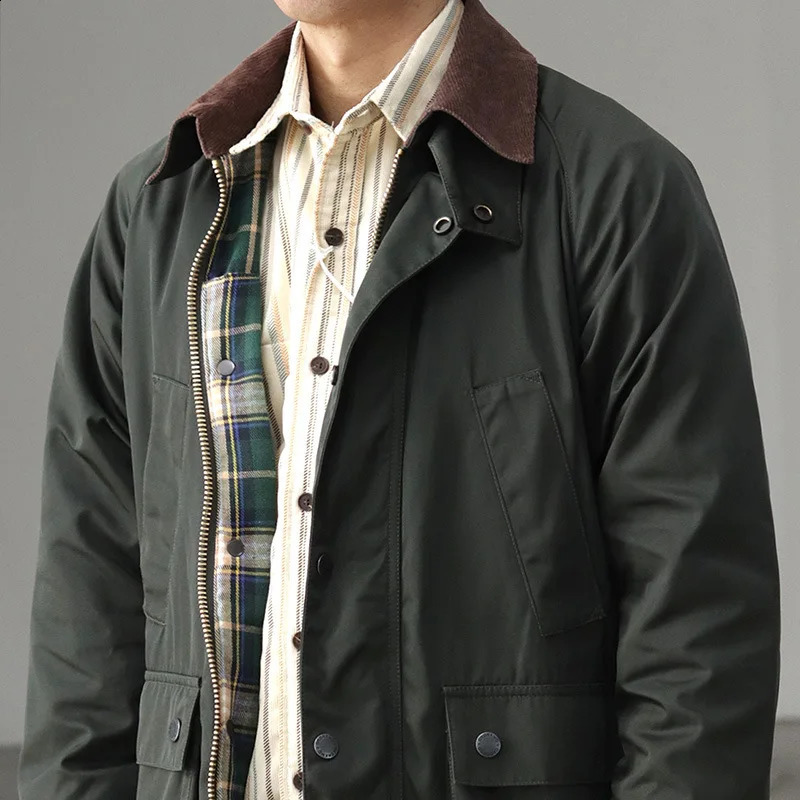 Amekaji Oil Wax Jacket Men American Vintage Corduroy Lapel Coat Multi-pocket Safari Cargo Jacket Loose Casual Unisex Windbreaker 241224