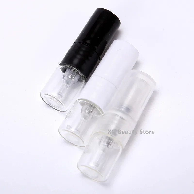 50/100/200pcs 1ML Black Portable Glass Perfume Bottle Spray Refillable Bottle Sample Dispenser Perfume Pump Travel Bottle 241225