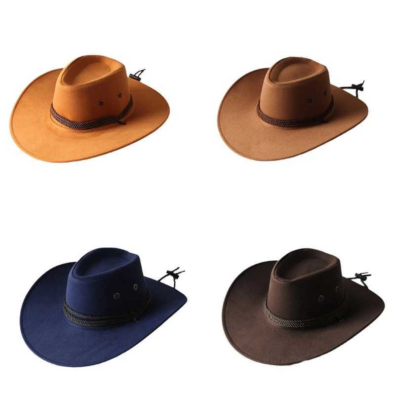 Fashionable Western cowboy hat with wide eaves and solid color potted hat suitable for unisex direct shipping W241225