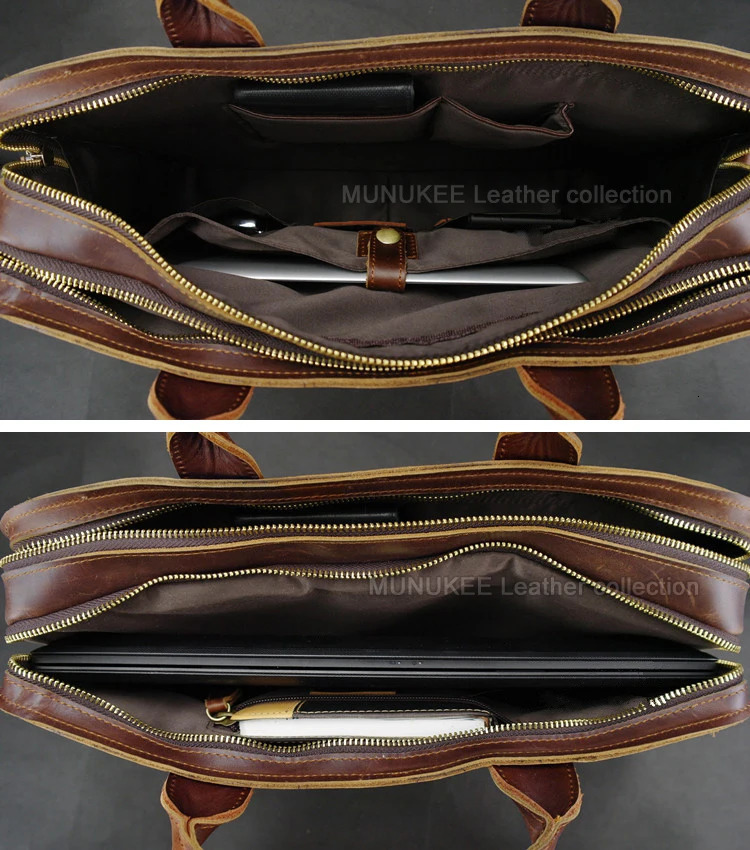 Genuine Leather Men Briefcase Business Bag Leather portfolio Laptop Bag Shoulder Messenger Bag male Document Office bag 241225
