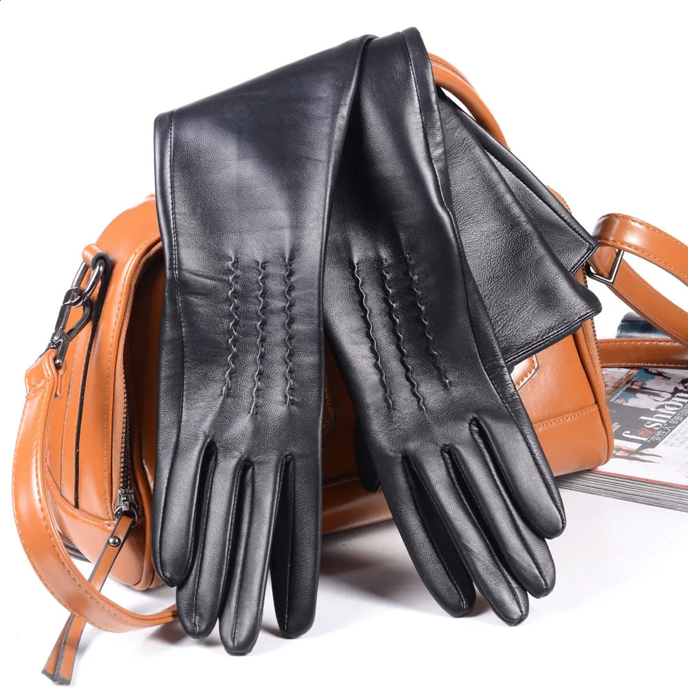 30cm-80cm Womens Ladies Real leather Double sides Leather Unlined Overlength Party Evening gloves long gloves Customizable 241226