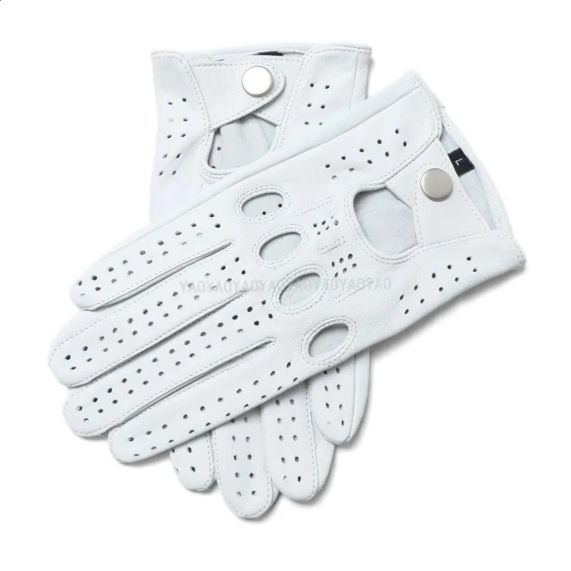 Men Leather Gloves Male Breathable Fashion Classic Goatskin Unlined Thin Spring Summer Driving Mittens 241226