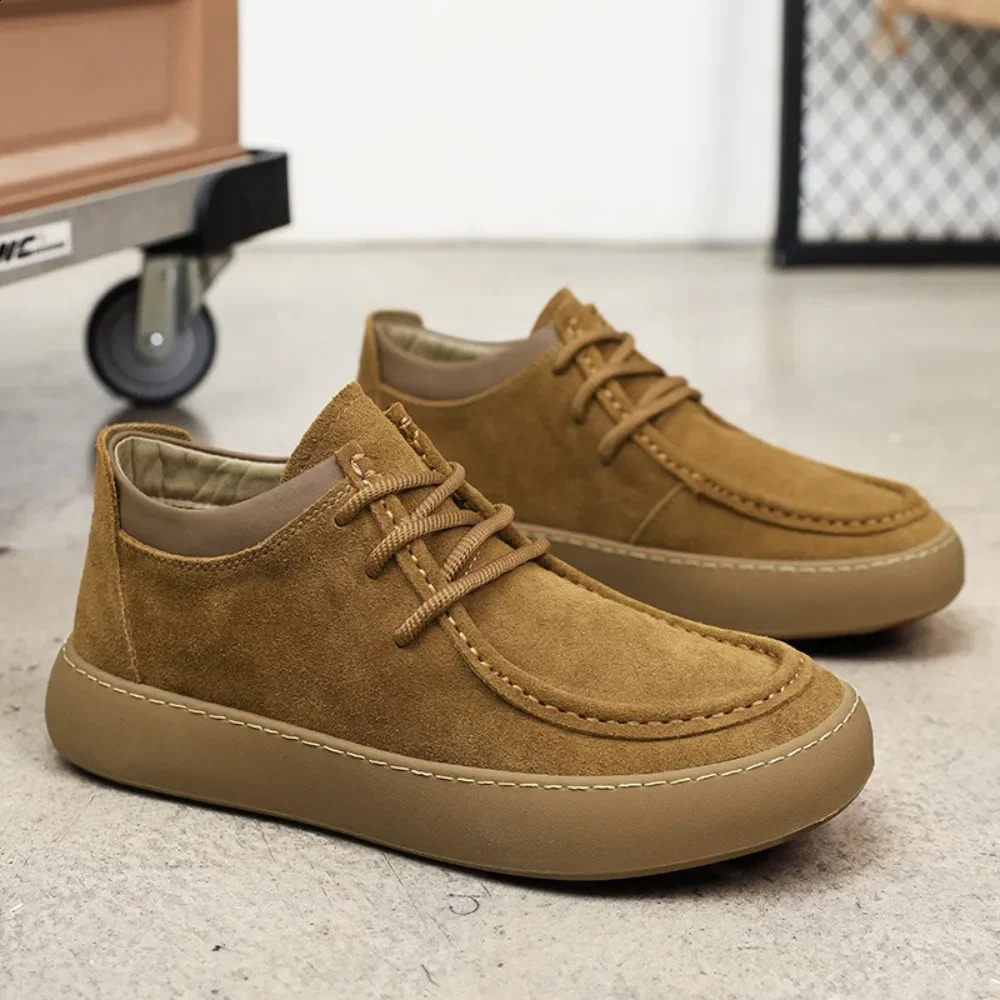 Mens Shoes Genuine Leather Retro Casual Shoes Lace Up Ankle Boots Cow Reverse Velvet Low Top Shoes for Men Leather Original241226