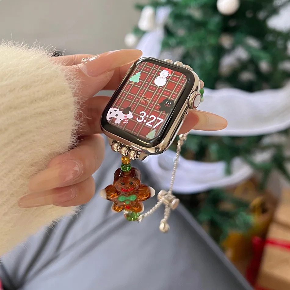 Christmas Strap For Watch Series 10 9 8 7 6 SE 5 4 3 46/45/44/42/41/40/38mm 49mm Band Cute Pendant Bracelet 241220