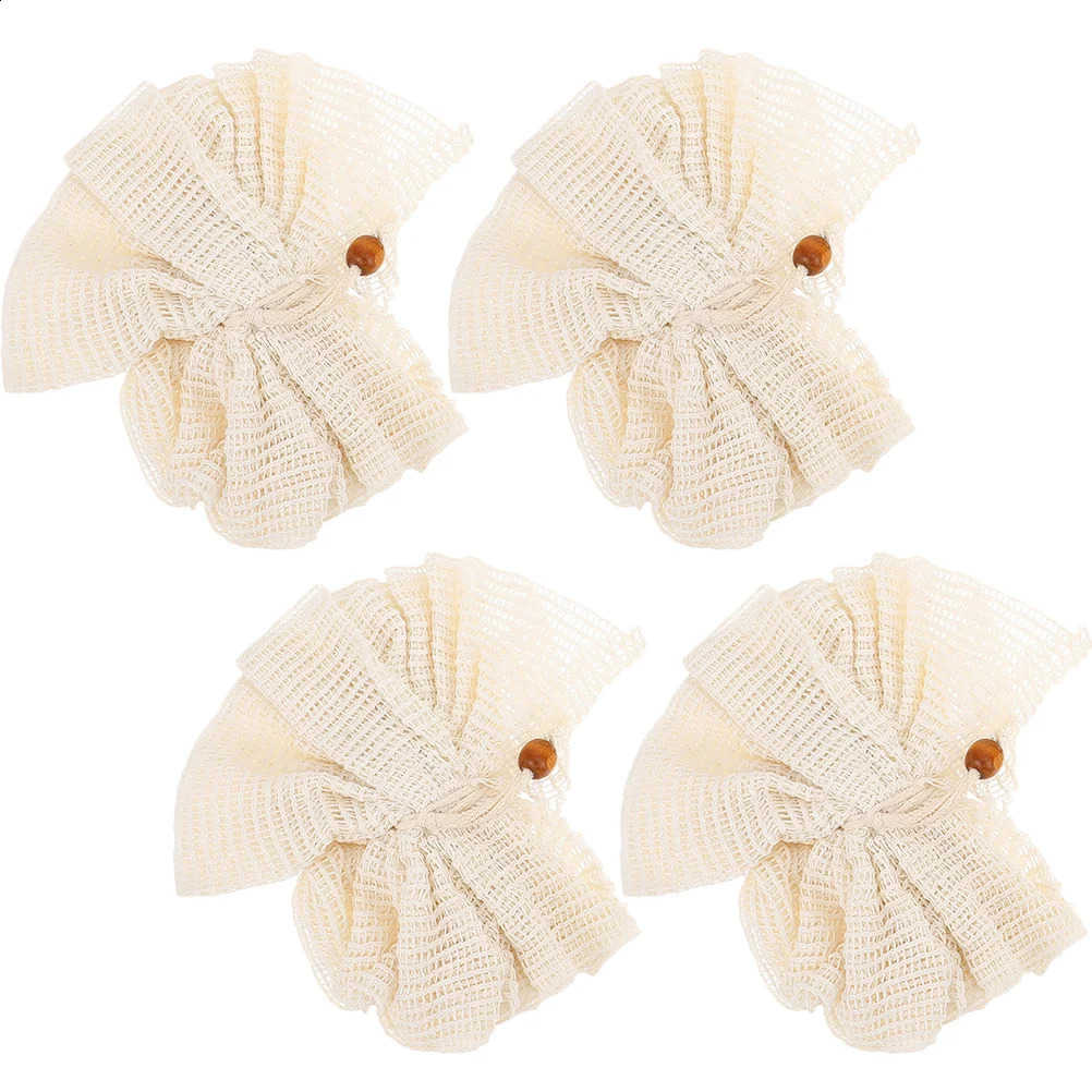 4 Pcs Ramie Loofah Bath Shower Scrubber Scrubbers Portable Bathtub Baby Clean Body Flowers Flax Puffs Ball Sponge 241226