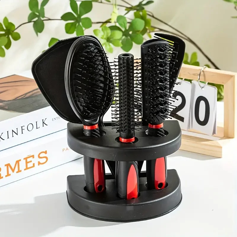 5Pcs Comb Brush Set Professional Salon Styling Set with Antistatic Comb Makeup Mirror Dress Up Storage Tool Set for Women 241225