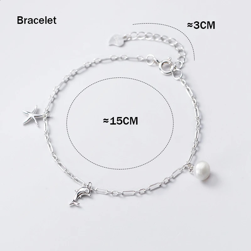 Dolphin Starfish Female 925 Anklet Women Sterling Silver Women Fashion Bracelet Pearl Hand Jewelry Fine Chain Ladies Aesthetic 241226