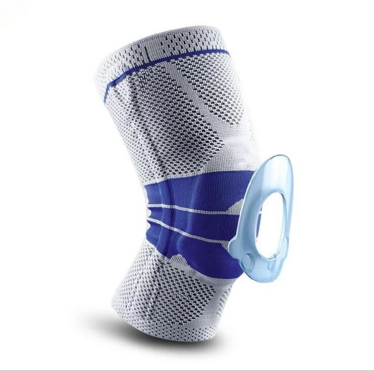 Outdoor sport nylon knee sleeve spandex compression basketball knee brace with spring