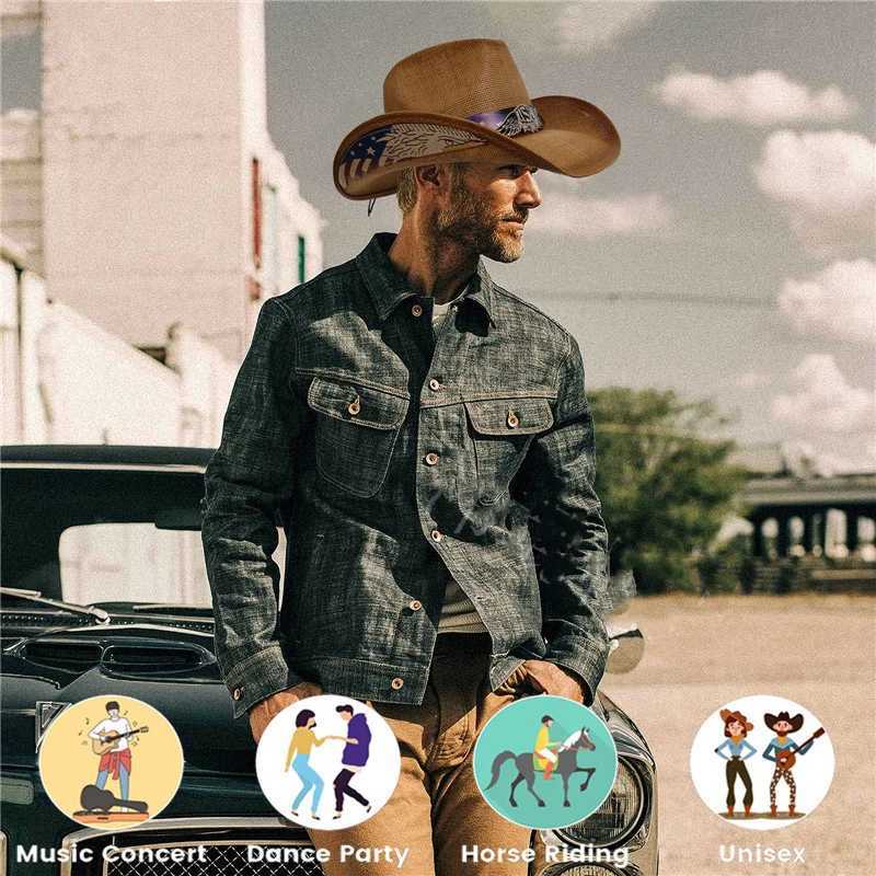 Perfect retro mens denim hat Western luxury denim hat Cs Str cover C womens denim hat Jazz knight hat Summer sun hat W241225