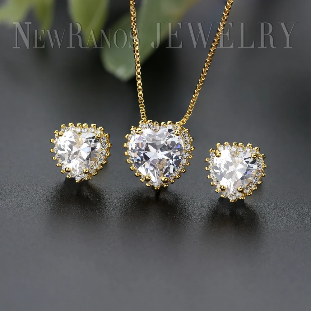 Small Heart Women Jewelry Sets Zirconias Pendant Necklace Earrings Set Statement Jewlery for Women Fashion Jewelry SQM009624 241226