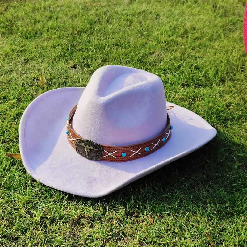 Retro Mens Cowboy Hat Suede Cowboy Hat Mens Jazz Hat Wide Brown Felt Fedora Hat Retro Panama Sombrero Hombre W241225