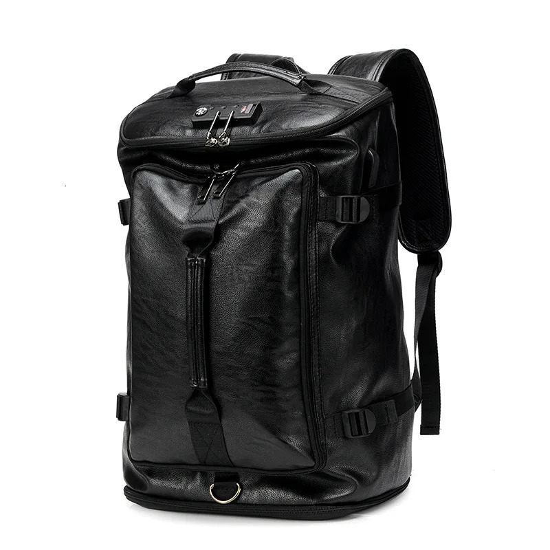 Fashion Waterproof backpack Men Backpack Leather Bookbags Mens PU School Bags Male Functional bags big capacity Men Bag 241225