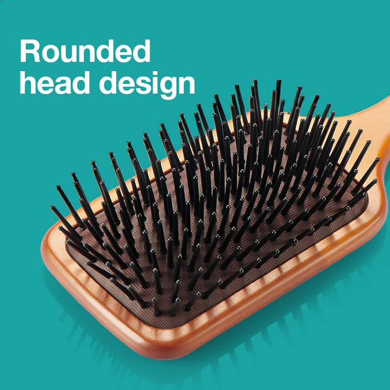 MR.GREEN Hair Brush Natural Maple Wide Board Massage Scalp Air Cushion Fine Tooth Comb For Curly Long Hair Women Men 241225