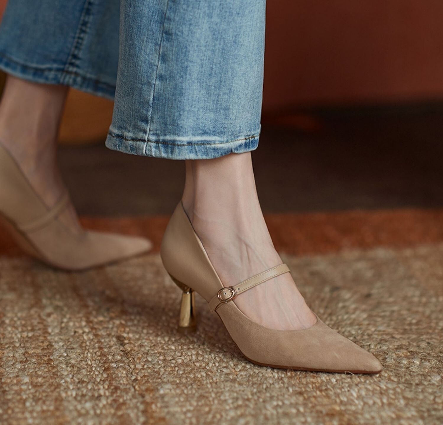 2021 Vintage Black High Heels Fashion Women Spring Autumn Mary Jane Shoes