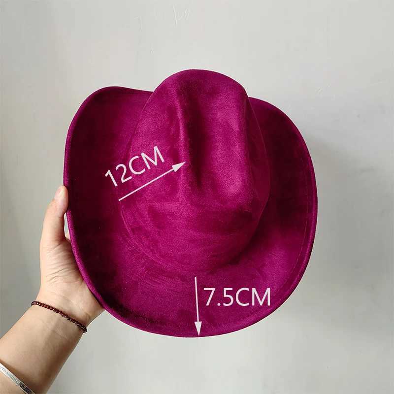 Classic Suede Leather 7.5CM Western Cowboy Womens Fedora Hat Mens Church Jazz Hat Fashion Travel Party Hat Cowboy Hat 2024 W241225