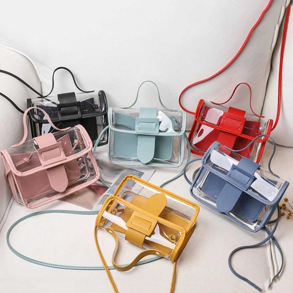 Ladys Transparent Bag Small Square Bag Individual Large Pin Buckle Shoulder Bag Woman Cross-Body Bag Ladies Transparent BagXJ241225