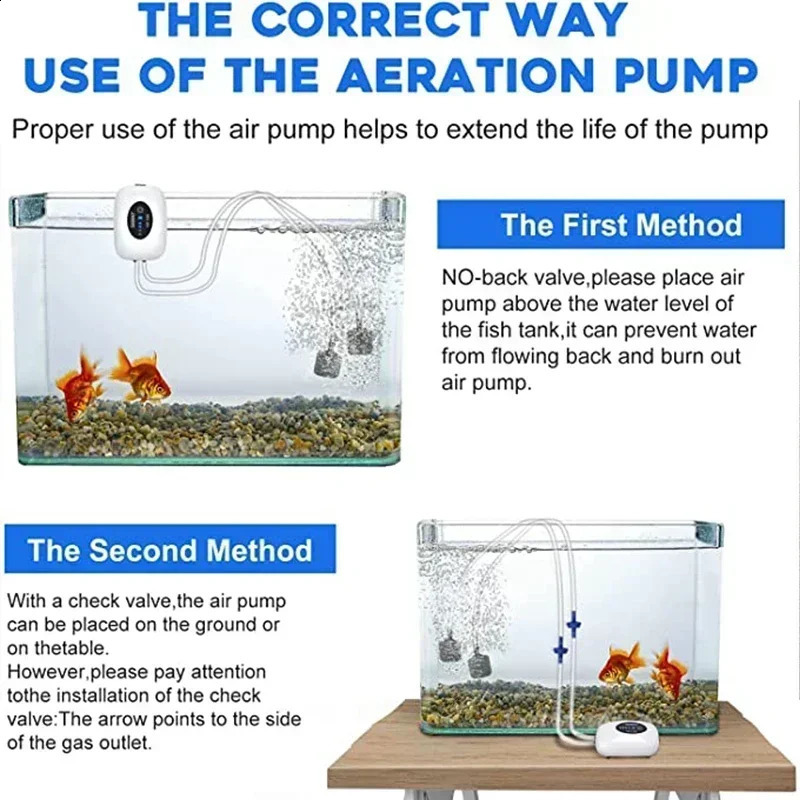 4800mAh EU Aquarium Oxygen Pump Compressor Fish Tank USB Rechargeable Small Portable Exhaust Super Silent Water Pump 241225