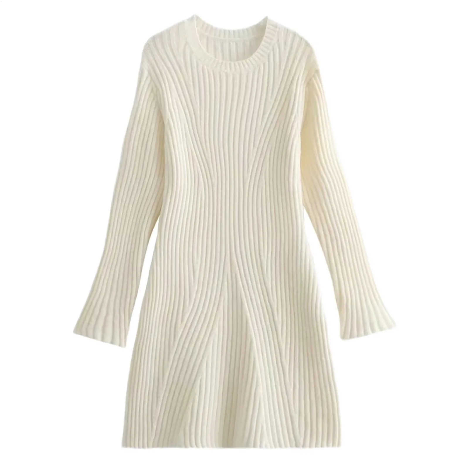 Sweater Dress Womens Elegant Solid Knitted Mini Dress Fashion Long Sleeve O Neck Sexy Dresses Autumn Winter Female A-Line Dress 241224