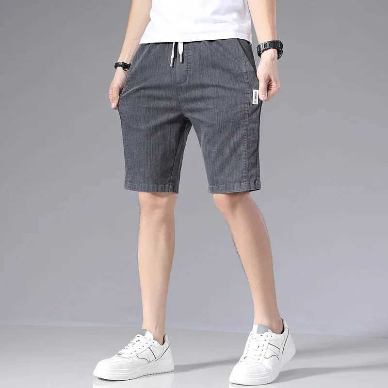 Summer denim shorts mens pure cotton drawstring gym shorts loose fit suitable for khaki running pants mens W241226