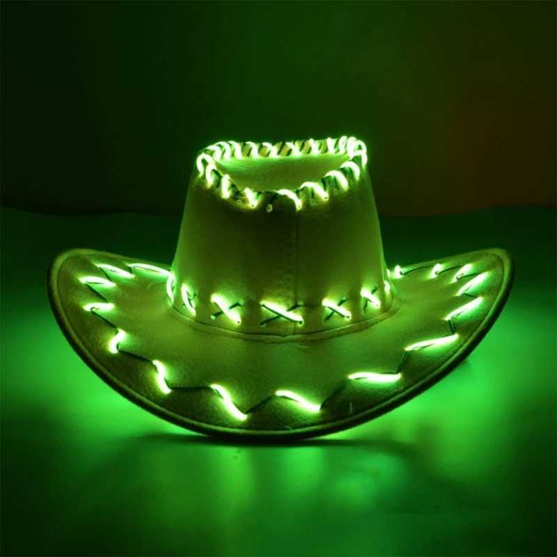 Adjustable Flash Cowboy Hat Womens Carnival Hat Lights Up Fedora Hat Accory W241225