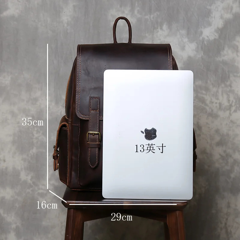 Head layer Leather Backpack Retro Crazy Horse Leather Large Capacity Computer Bag for Women Fashion ravel Leather Backpack 241225