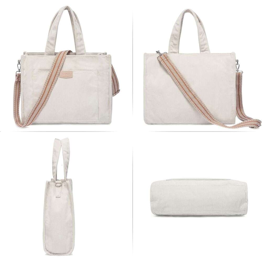 Corduroy For Women Casual Zipper Tote Fashion Shoulder Handbag Hobo Bag