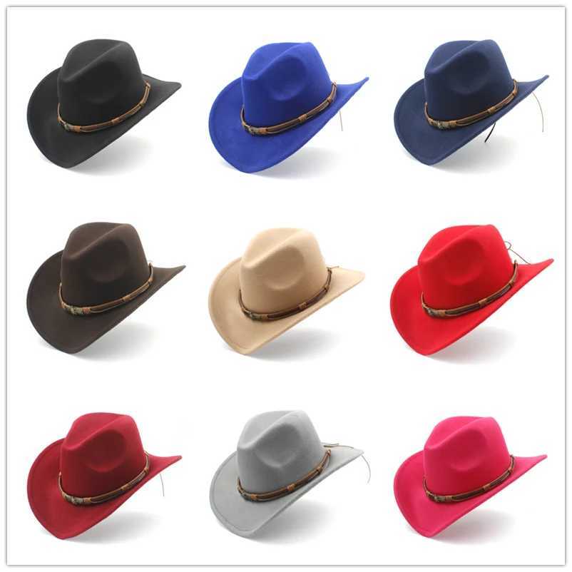 Womens Mens Wool Hollow Western Cowboy Hat with Fashion Belt Gentleman Jazz Cowboy Toka Straw Hat W241225