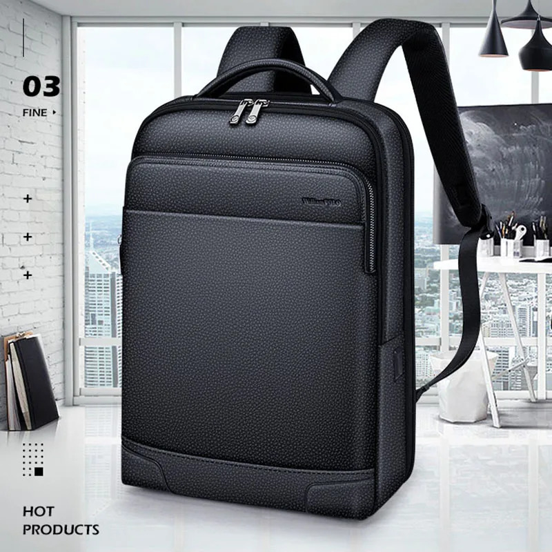 Genuine leather mens backpack large capacity computer bag fashionable multifunctional backpack leisure commuting travel bag 241225
