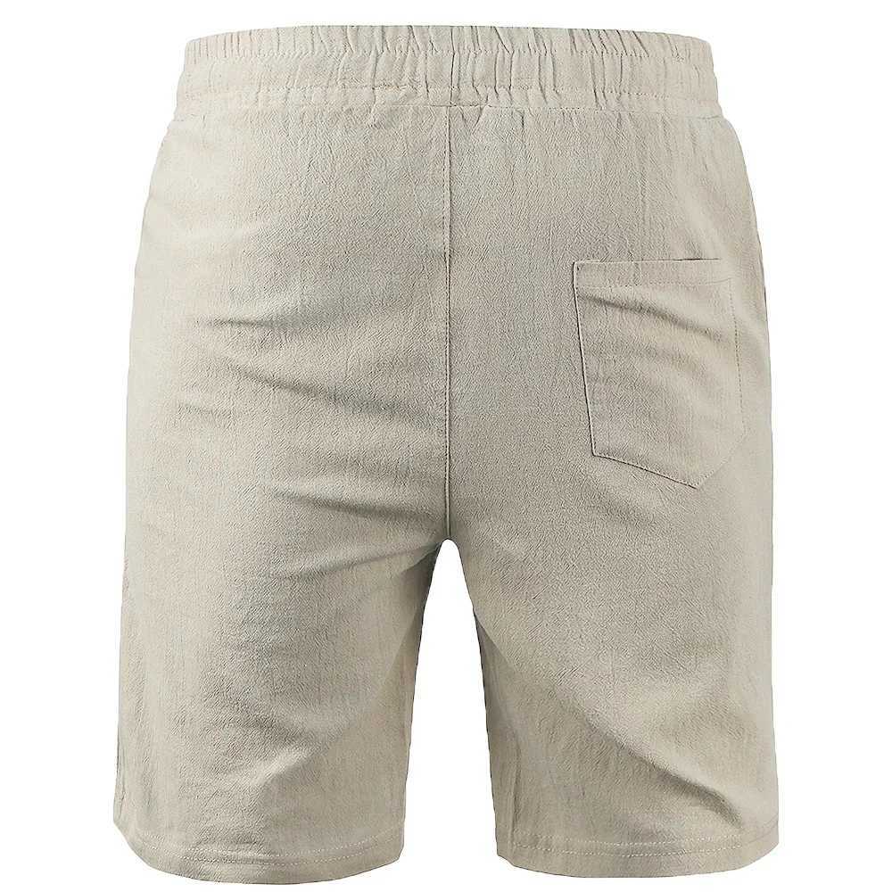 New Mens Cotton Linen Shorts Pants Male Summer Breathable Solid Color Linen Trousers Fitness Streetwear S-3XL W241226
