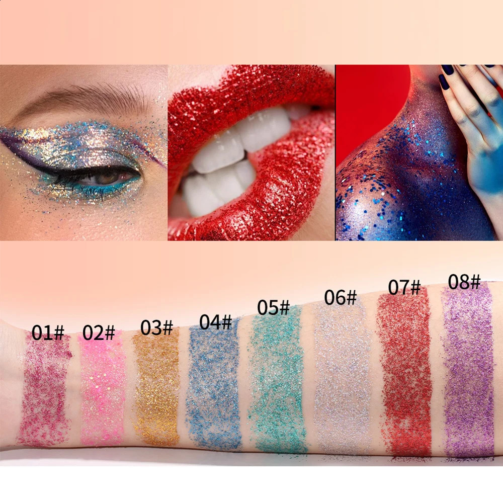 8pcs Body Glitter Stick Chunky Glitter Bar Makeup Sparkling Holographic Mermaid Sequins Paint Waterproof Multiuse Makeup Glitter 241226