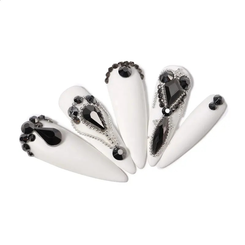 Mine Black Fancy Crystal Nail Rhinestones Nail Parts Gems Stones 3D Flatback Shaped Diamonds Glass Nail Art Decorations 241226