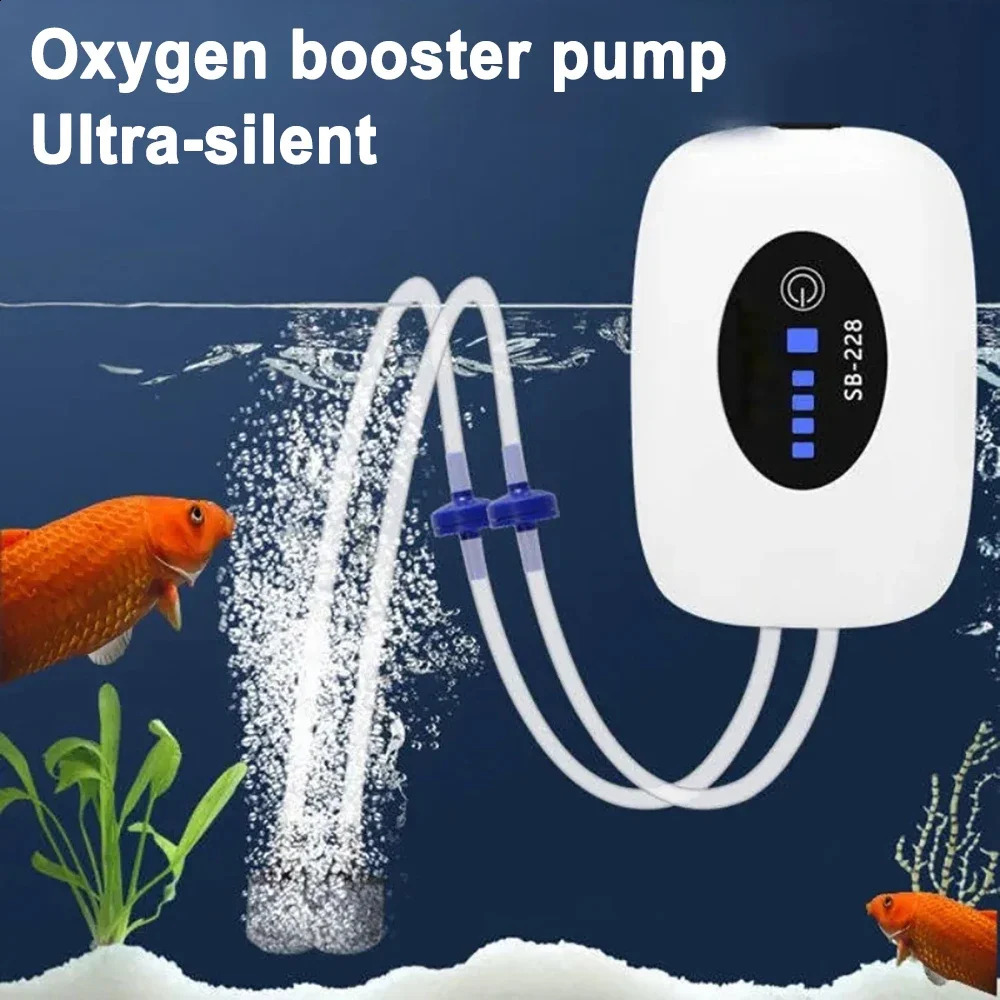 Sb-238 EU Aquarium Oxygen Pump Compressor Fish Tank USB Rechargeable Small Portable Exhaust Ultra-quiet Indoor Outdoor Fishing 241225