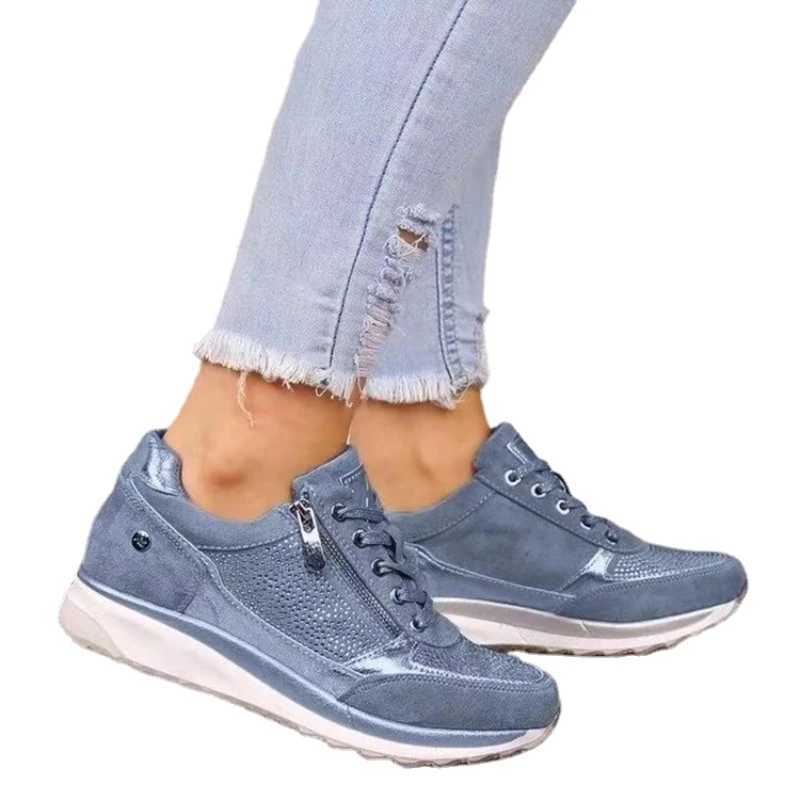 Summer sports shoes womens solid color lace version platform shoes Fashion Plus size vulcanized shoes Zapatos De Mujer M241225