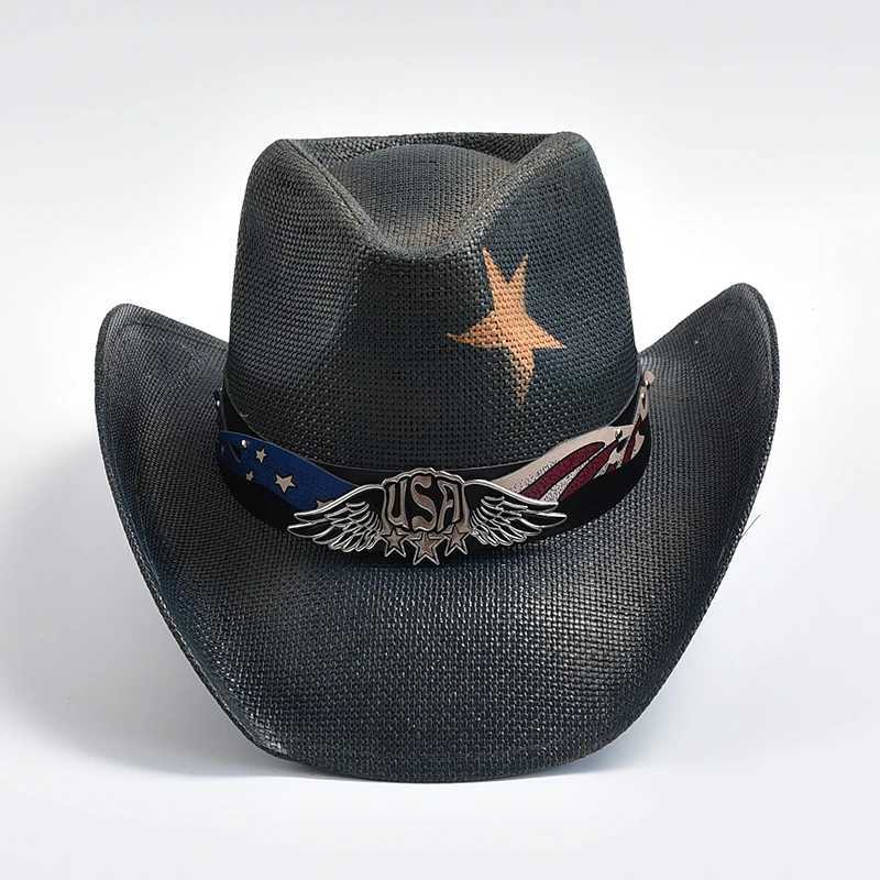 Retro Str Cowboy Hat Mens Gentleman Western Cowboy Hat Summer Beach Sun Hat Cowboy Hat Jazz Hat Sombrero Hombre W241225