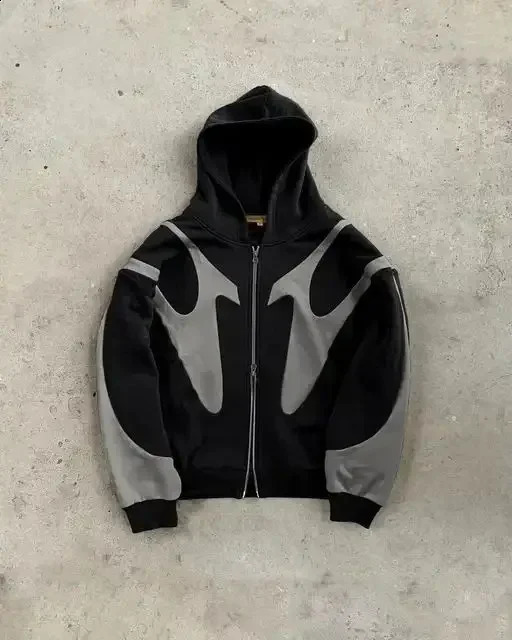 Y2k Fall fashion knit mask men hoodie Harajuku retro pullover jacket Street hip hop fashion personality style sweatshirt 241224