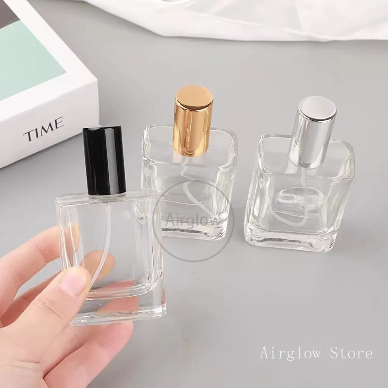 6pcs 30ml 50ml Empty Spray Bottle Frosted Square Glass Perfume Bottle Portable Sample Vials Clear Cosmetic Packaging Sub Bottle 241225