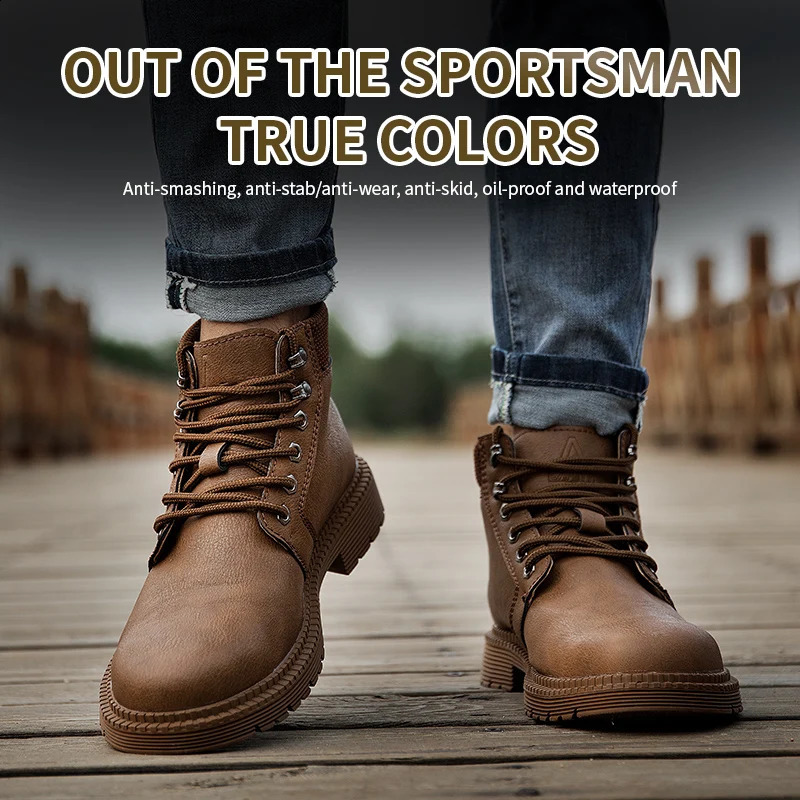 Fashion Men Work Safety Boots Safety Shoes Anti-smash Work Sneakers Safety Shoes Men Indestructible Work Boots 241226