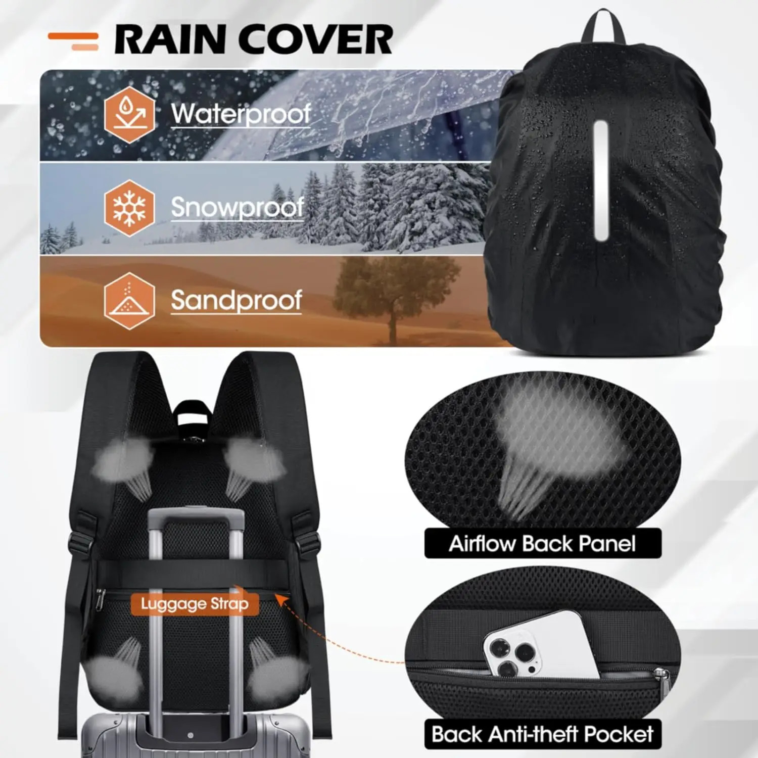 Camera Bag Backpack Waterproof Laptop Backpack Anti Theft Travel Camera Case Large Capacity Pography Backpack with Rain Cover 241225