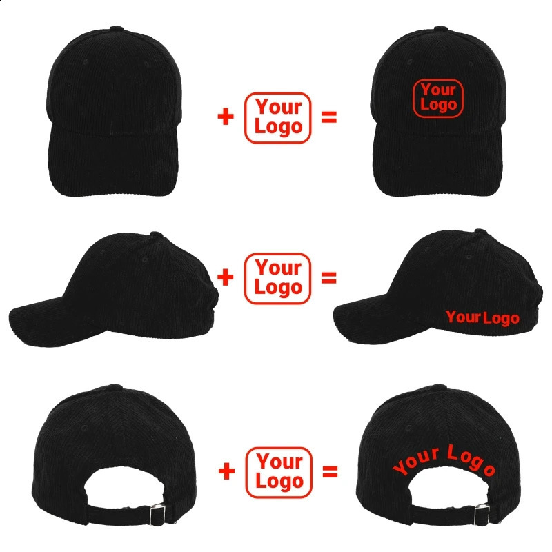 Custom Baseball Caps Professional Custom High Quality Embroidered Corduroy Baseball Caps Men Ladies Adjustable Caps 241226