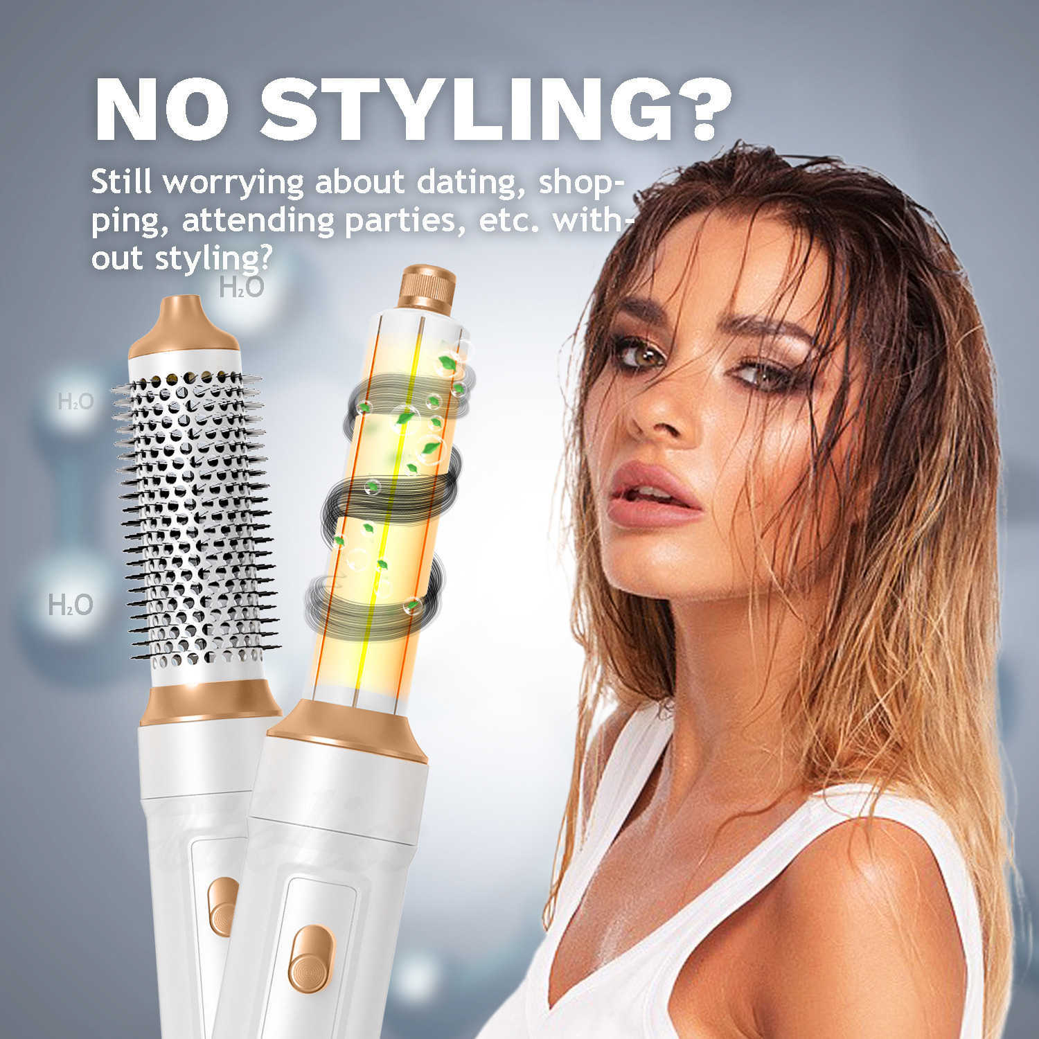 5-in-1 hair removal brush detachable hair dryer comb ion hot air brush hair styling tool electric hot brush air curling wand W241214