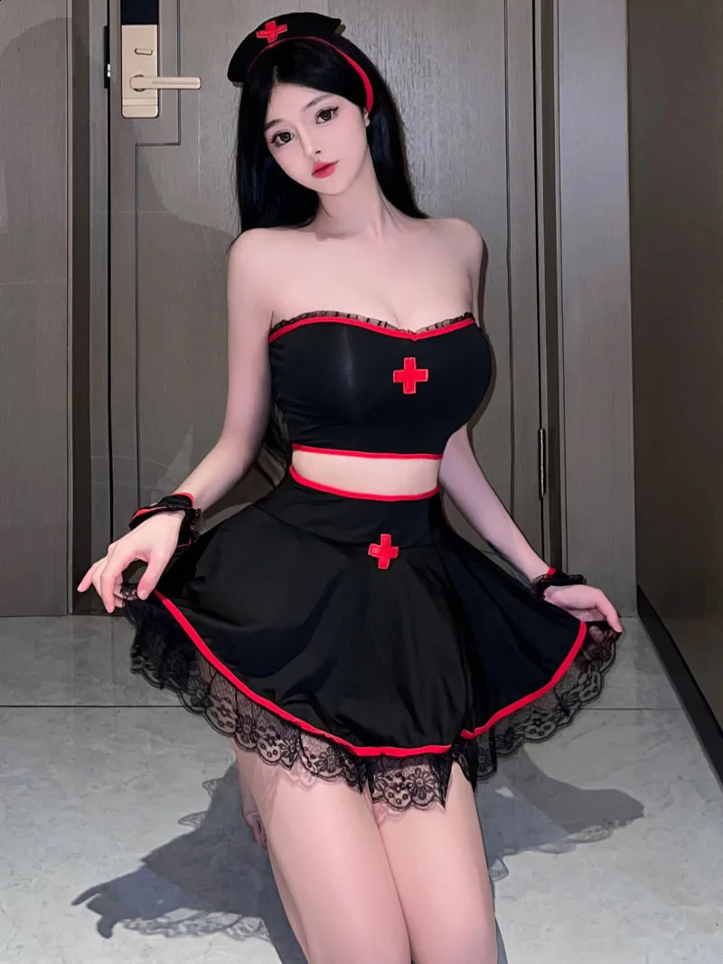 Sexy Nurse Uniform JK Cosplay Seduction Pure Desire Dress Elegant Tank Mini Dress Sweet Sexy Korean Women Tops BEO7 241226
