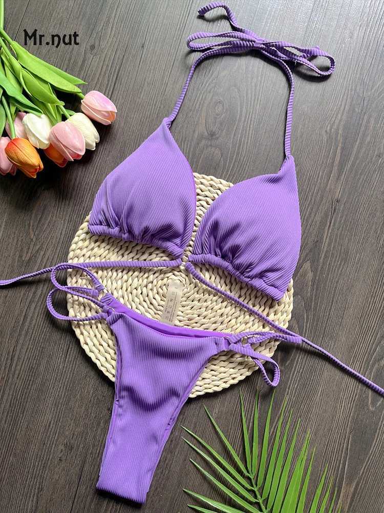 Mr. Nuts European and American new bikini special fabric with swimsuit beach sexy womens swimsuitW241225