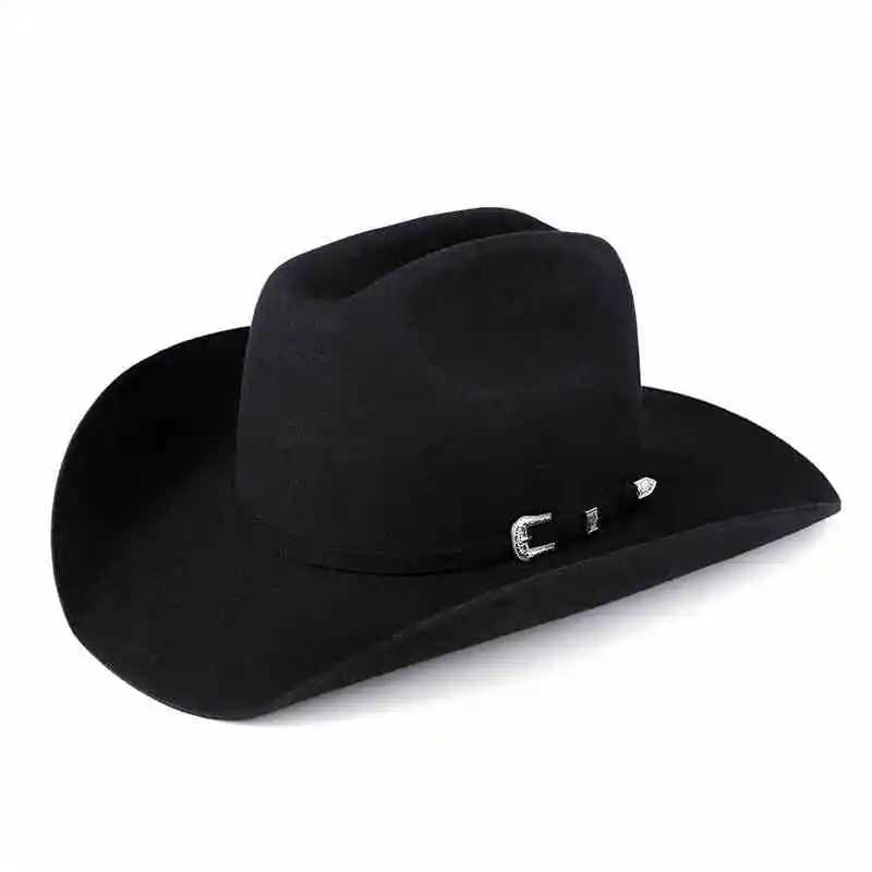 Western style wool felt cowboy hat mens large size XL 60CM 61CM dyed thread Fedora W241225