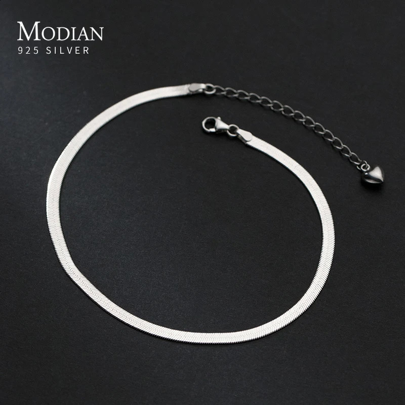 Modian Foot Jewelry Anklet Simple Snake Exquisite Bracelet For Women Real 925 Sterling Silver Anklets For Women Party Gifts 241226