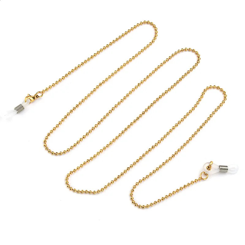1pc/lot Fashion Metal Eyeglass stainless steel Chains Sunglasses Eyewears Neck Cord Holder with silicone loop 241226