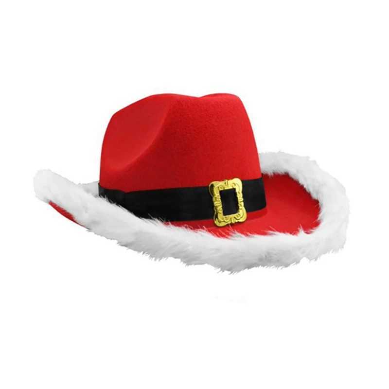 Christmas Cowboy Hat and Scarf for Adult Wedding Carnival Party Clothing and Accessories W241225