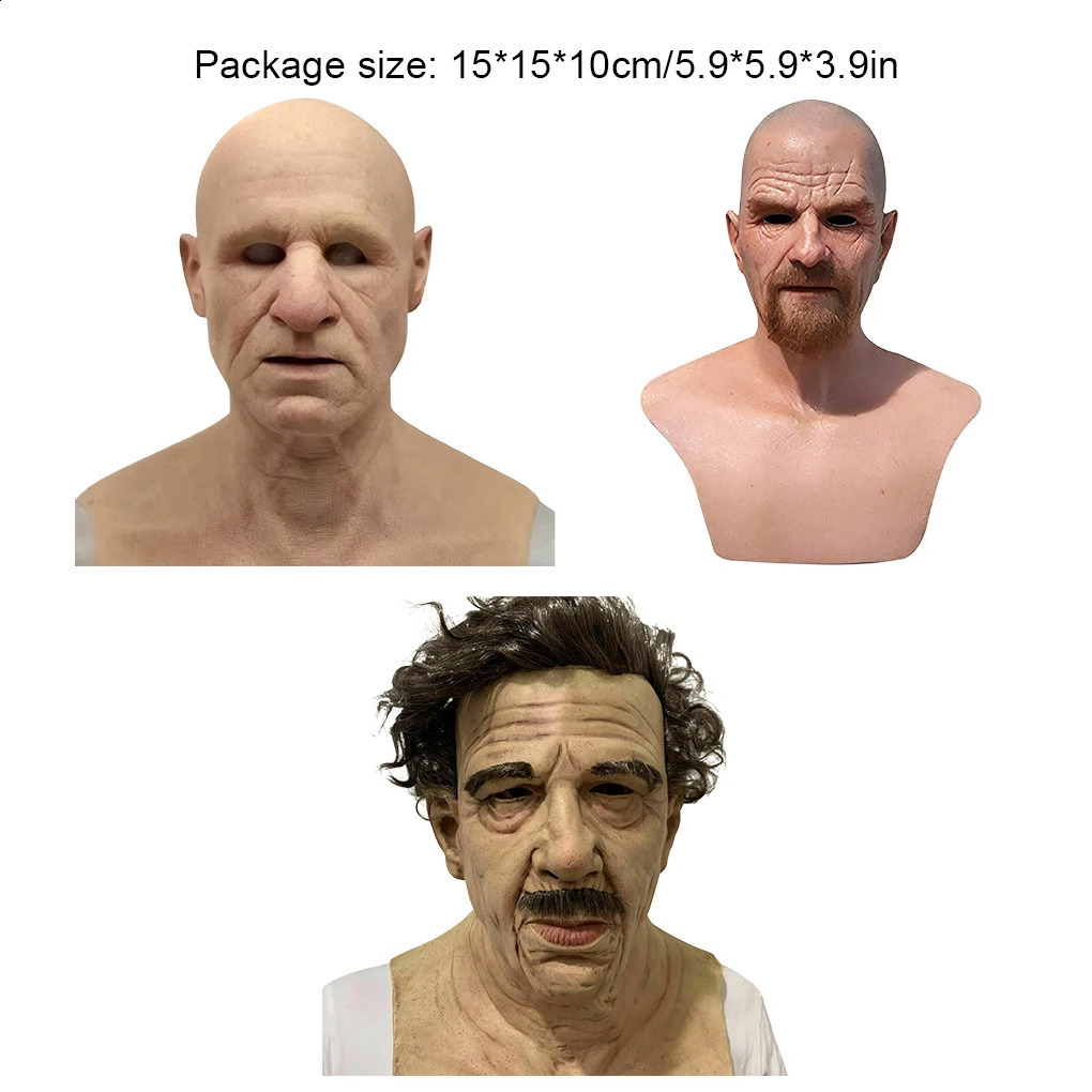 Scary Headgear Full Face Upper Body Party Prop Mr. white Adults 3D Simulation Latex Halloween Handsome Man Spoof Funny Mask 241225