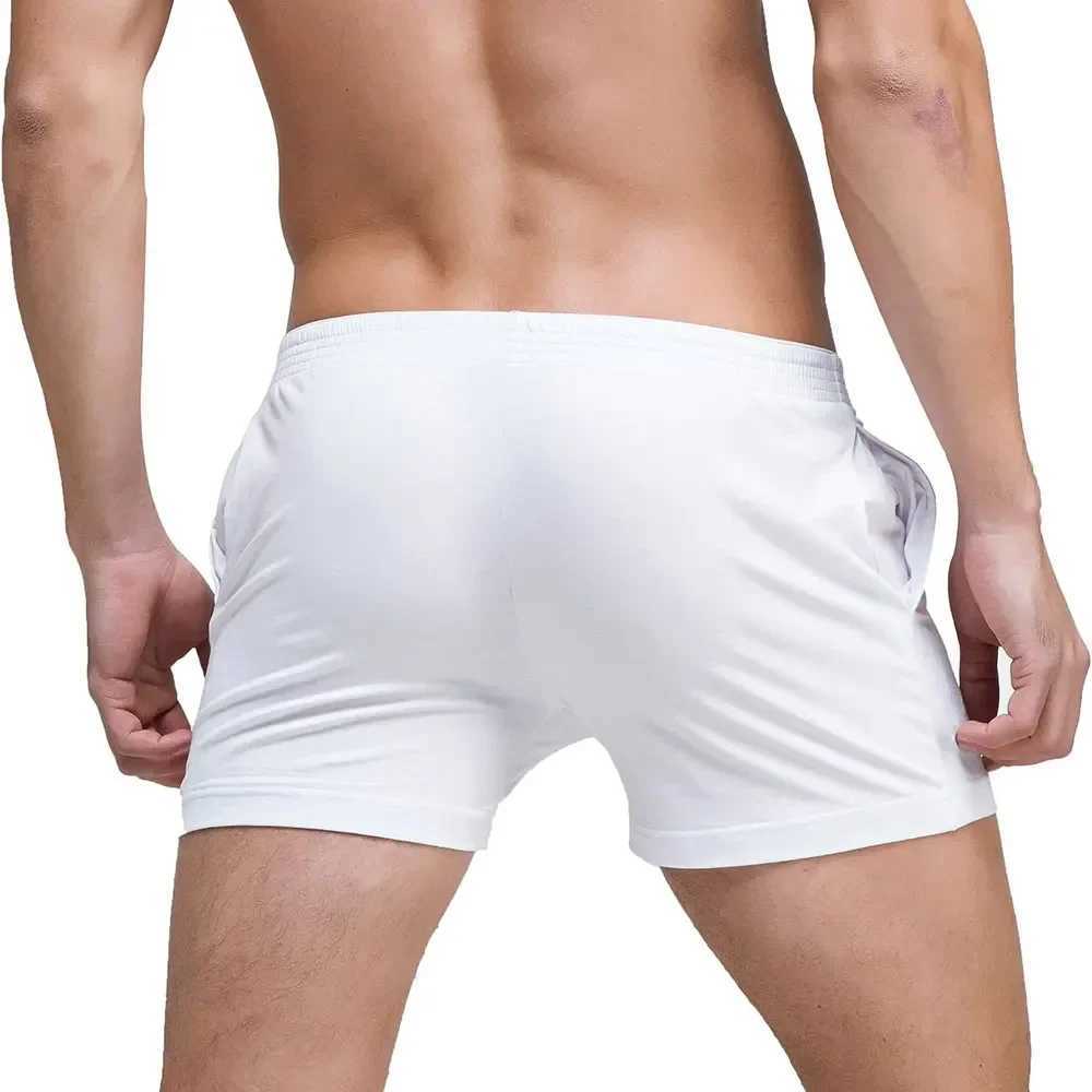 Mens Running Workout Active Shorts Cotton Gym Training Lounge Sleep Bottoms Elastic Waist Casual Pajama Pocket Jogger Home WearXJ241226